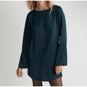 Madewell XL Emerald Green Flare Sleeve Knee Length Shift Dress #718